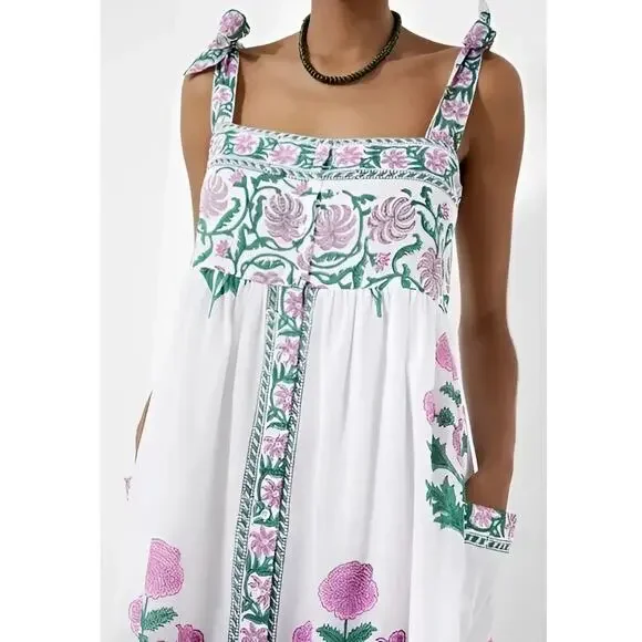 JULIET DUNN White Orchid Poppy Tie Shoulder Dress Size 2 NWT - Picture 3 of 5